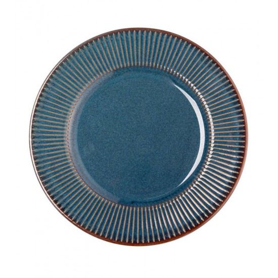 Prato 20,5cm Para Sobremesa De Cerâmica Linear Azul
